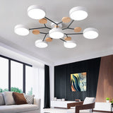 Contemporary Scandinavian LED Ceiling Light with Round Molecule Branch Design, Semi-Flush Mount for Living Room