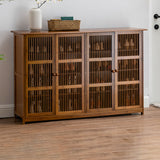 Traditional Rustic Rectangular Bamboo MDF Shoe Storage Cabinet – 2-Cabinet Entryway Organizer