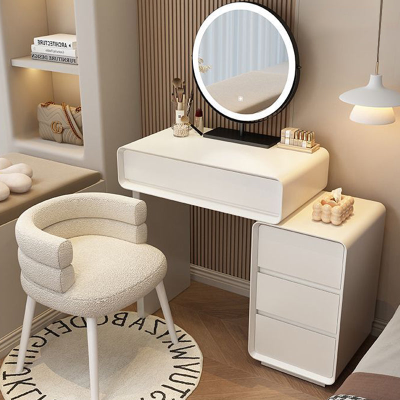 Modern Minimalist Rectangular Cat's Paw Leather Solid Wood Makeup Vanity with 5 Drawers for Bedroom
