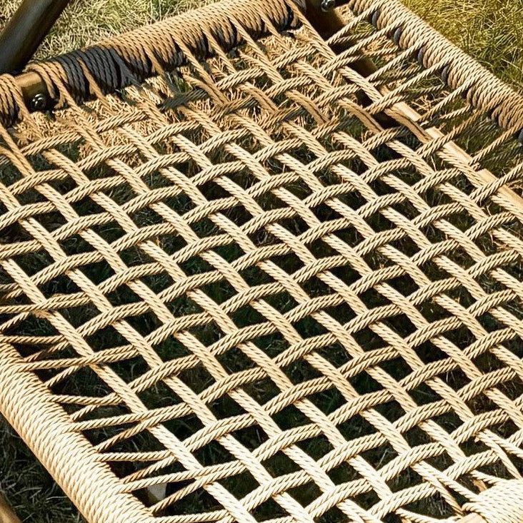 Traditional Chinese Style Square Carbon Steel Table & Chair Set with Tempered Glass Top and PE Rattan, Foldable Backrest for Outdoor Patio
