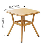 Traditional Chinese Style Square Carbon Steel Table & Chair Set with Tempered Glass Top and PE Rattan, Foldable Backrest for Outdoor Patio