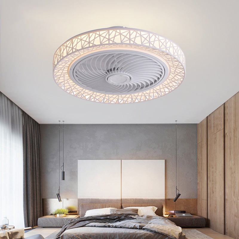 Luxurious Modern Round Lace LED Flush-Mount Ceiling Fan Light