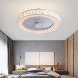 Luxurious Modern Round Lace LED Flush-Mount Ceiling Fan Light