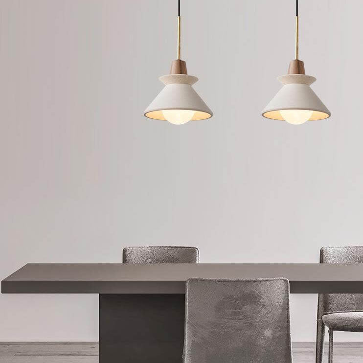 Nordic Minimalist White Cement 1-Light Tapered Pendant Lamp