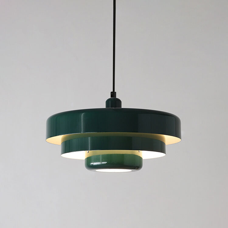 Chic Nordic Vintage Multi-Layered Round Metal Pendant Light, 1-Light