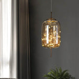 Sleek Contemporary Scandinavian Glass Cylinder Oval 1-Light Pendant for Bedroom