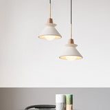 Nordic Minimalist White Cement 1-Light Tapered Pendant Lamp