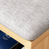 Contemporary Scandinavian Solid Wood Shoe Storage Cabinet, 2-Tier Entryway Organizer with Cotton-Linen Accents