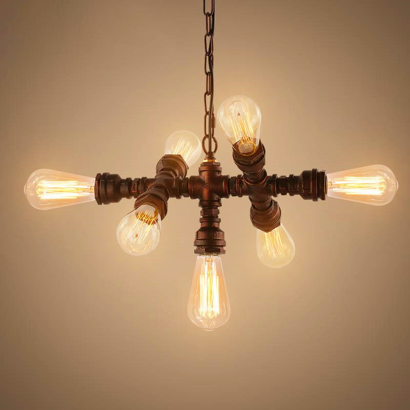7-Light Industrial Iron Water Pipe Chandelier