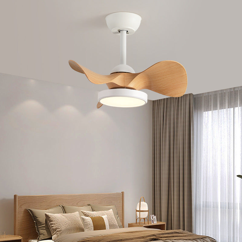 Chic Contemporary Retro Round Acrylic LED Ceiling Fan Light with Downrods for Bedroom