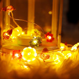 Modern Thanksgiving Maple, Acorn & Pumpkin Decor with 30 LED String Lights