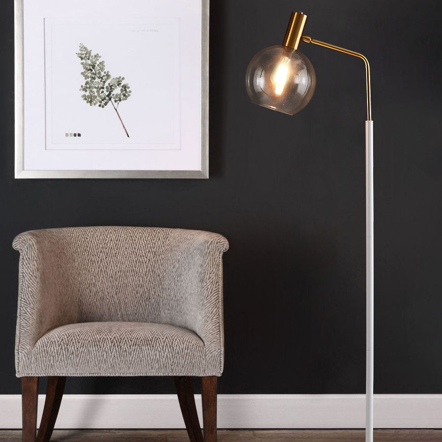 Nordic Minimalist Glass Dome Floor Lamp with Marble Base – 1-Light Standing Lamp