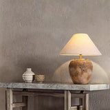 Modern Shabby Chic Cone Fabric Ceramic Jar Table Lamp – 1-Light, Perfect for the Bedroom