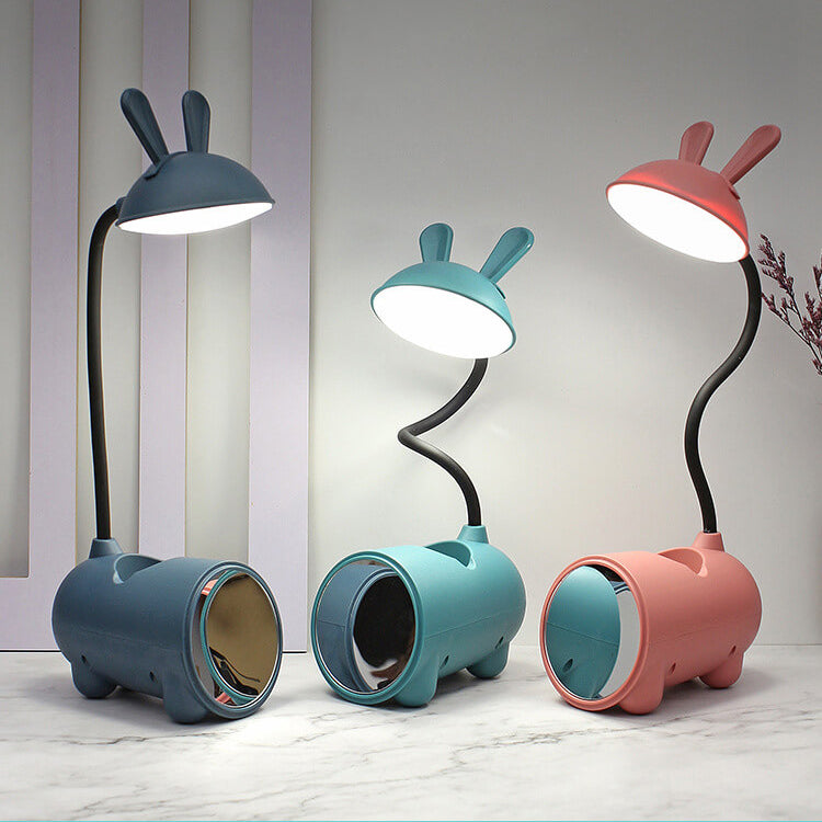 Cute Cartoon Rabbit LED Touch Desk Lamp with USB Pen Holder