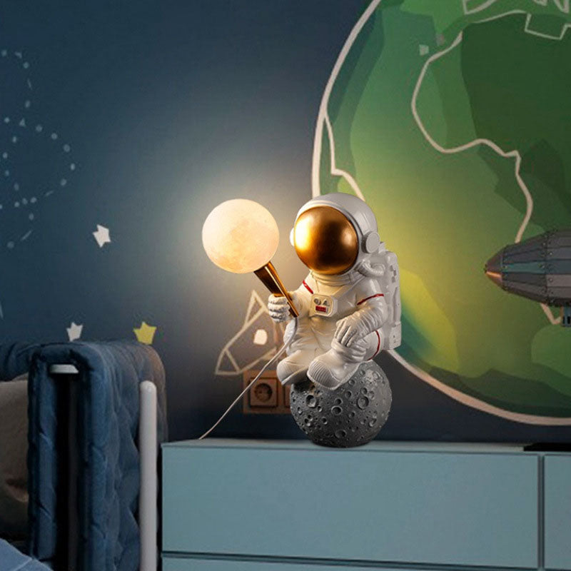 Creative Contemporary Cartoon Astronaut Wall Sconce - 1-Light Bedroom Lamp (Resin & ABS)