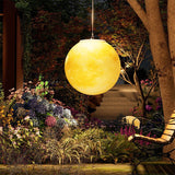 Nordic Contemporary Solar Moon LED Pendant Light – Waterproof Round PE Resin Outdoor Patio Lighting