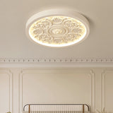 Modern Minimalist Carved Iron, Resin & Acrylic LED Flush Mount Ceiling Light for Bedroom