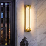 Traditional Chinese-Style Waterproof LED Outdoor Wall Sconce Lamp – Rectangular Stainless Steel Glass for Patio