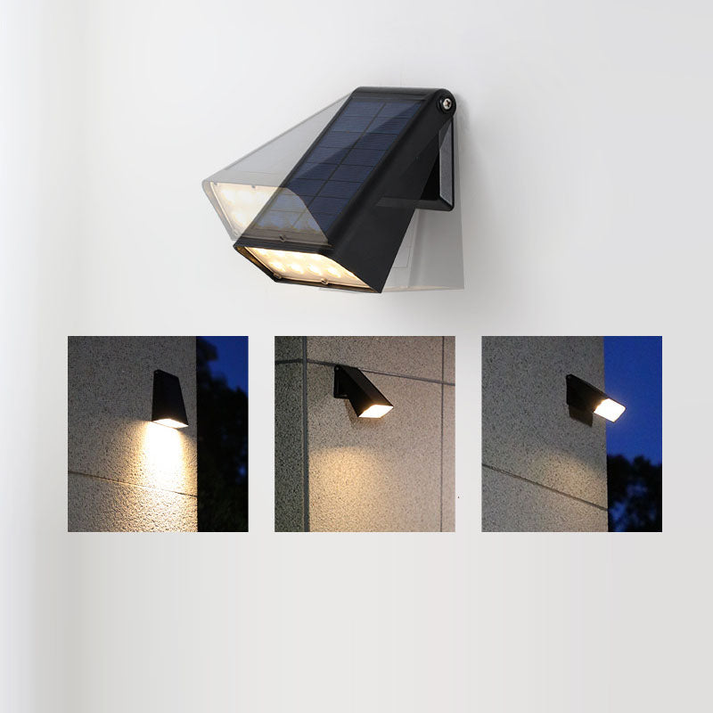 Modern Minimalist Solar LED Wall Sconce - Rectangular-Trapezoidal Design, ABS/PC Housing, Outdoor Garden Lamp