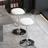 Contemporary Scandinavian Curved Acrylic Bar Stool with Metal Base — Adjustable Swivel, Backrest and Footrest for Kitchen