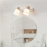 Modern Minimalist Horn-Accented Vanity Wall Sconce Lamp - Rubber Wood, Iron & Glass, One-Light