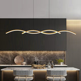 Nordic Minimalist Long-Strip Wave LED Island Light Chandelier – Sleek Modern Pendant Lighting