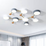 Scandinavian Minimalist Solid Wood & Iron LED Flush-Mount Light