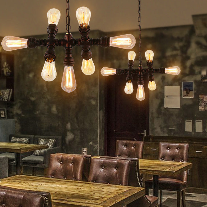 7-Light Industrial Iron Water Pipe Chandelier