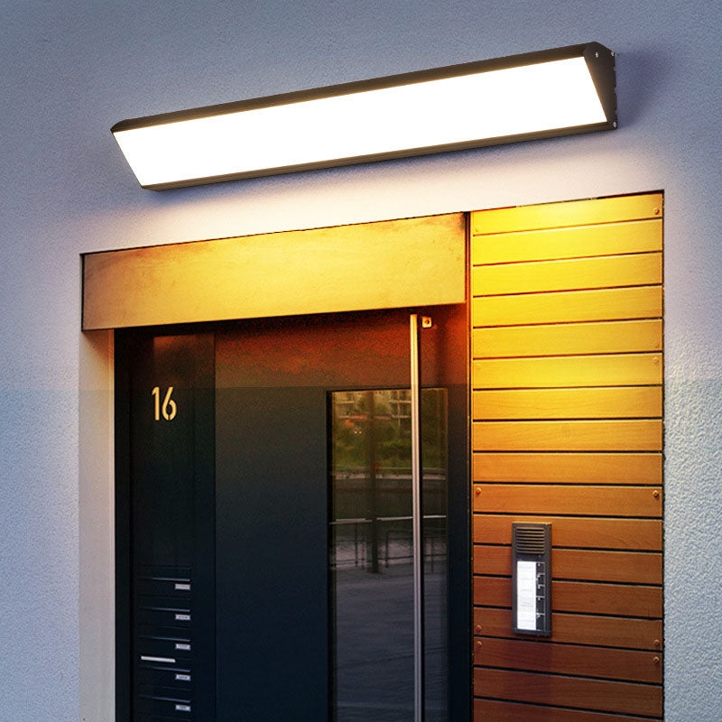 Modern Industrial Waterproof LED Wall Sconce with Rectangular Aluminum Frame and Acrylic Panel for Outdoor Patio