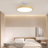 Elegant Japanese Wabi-Sabi Minimalist Wood-Grain Round LED Semi-Flush Mount Ceiling Light