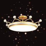 Modern Kids Crown LED Ceiling Light - Iron & Acrylic, Semi-Flush Mount For Bedroom