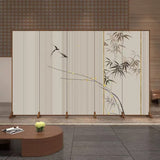 Traditional Chinese-Style Rectangular Fir Wood Room Divider - Solid Wood, Plywood, and Cotton Canvas for Living Room