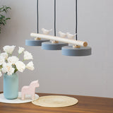 Nordic Round Resin Bird Chandelier with Wood Accent — Linear LED Island Light