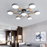 Contemporary Scandinavian LED Ceiling Light with Round Molecule Branch Design, Semi-Flush Mount for Living Room
