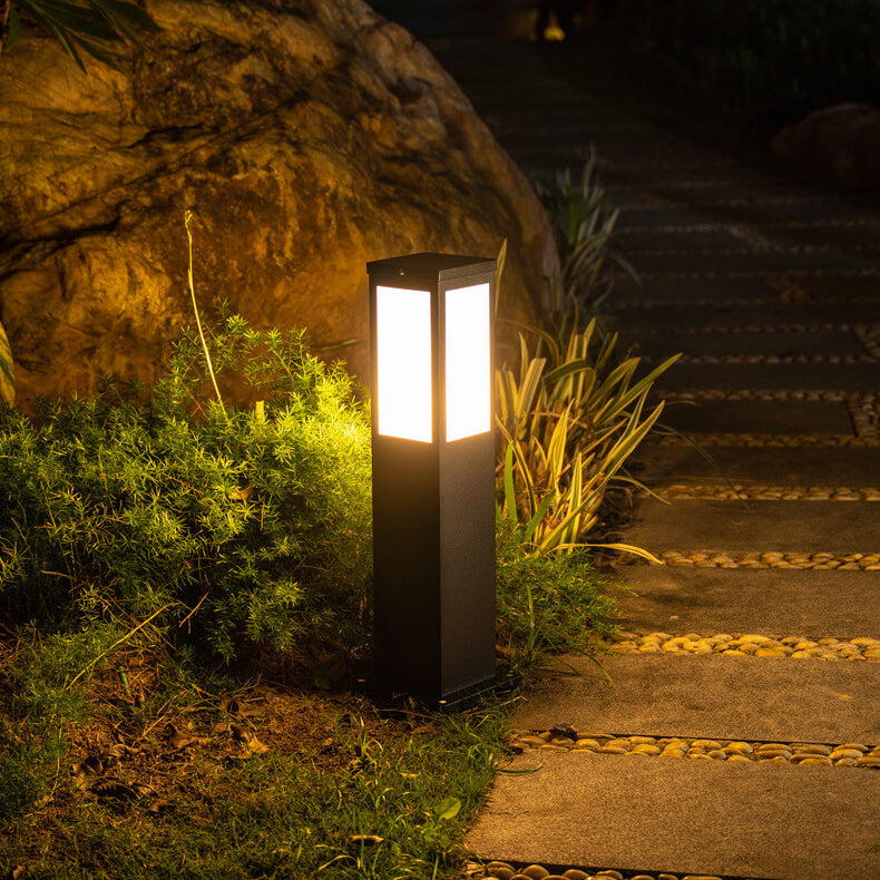 Chic Modern Solar Lawn Square Column Outdoor Waterproof Path Light