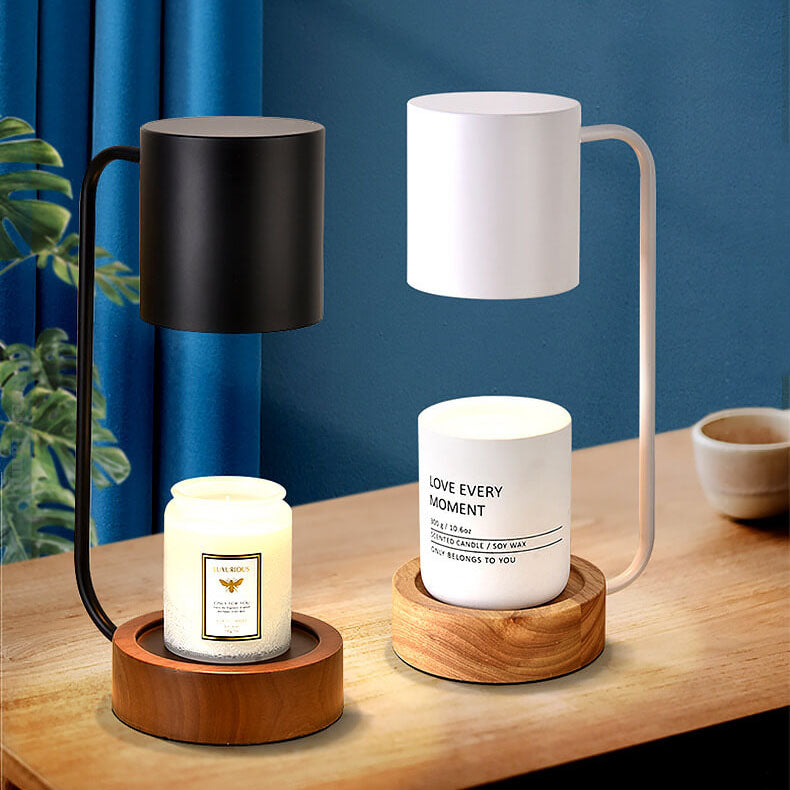 Japanese Minimalist Wooden Table Lamp with Dimmable Light, Timer, and Melting-Wax Glow (1-Light)