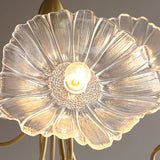 Elegant Modern Art Deco Gold-Finish Frame with Lotus Leaf Glass Shade, 3/6-Light Living Room Chandelier