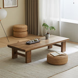 Traditional Japanese Rectangular Solid Wood Coffee Table with Four Sturdy Legs for the Living Room