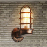 Sleek Contemporary Industrial Aluminum Round Cage 1-Light Waterproof Wall Sconce for Entryway