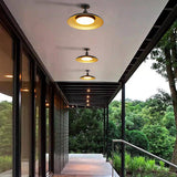 Contemporary Scandinavian Round Carbonized Steel 1-Light Semi-Flush Ceiling Light, Waterproof for Outdoor Patio