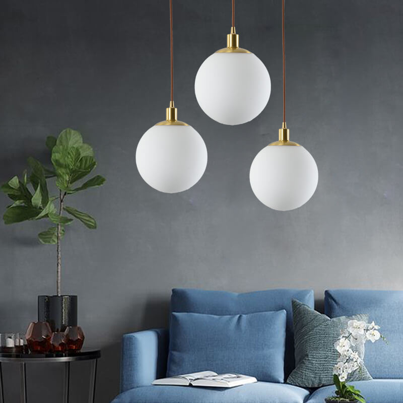 Nordic Minimalist White Orb 1-Light Pendant Lamp