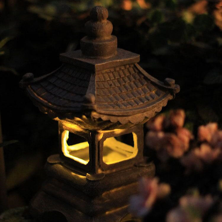Japanese Zen Pagoda Solar LED Garden Light – Waterproof Stone Landscape Decor