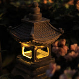 Japanese Zen Pagoda Solar LED Garden Light – Waterproof Stone Landscape Decor