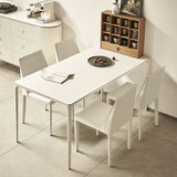 Modern Minimalist Rectangular Rock-Slab Aluminum Alloy Dining Table & Chair Set for 4