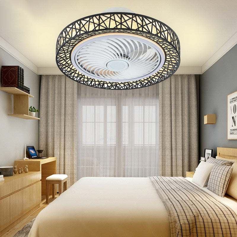 Luxurious Modern Round Lace LED Flush-Mount Ceiling Fan Light