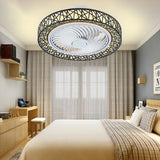 Luxurious Modern Round Lace LED Flush-Mount Ceiling Fan Light