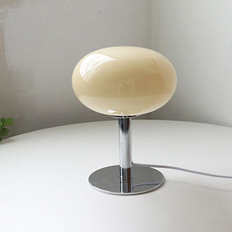 Elegant Nordic Vintage Cream Round Glass 1-Light Table Lamp