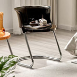 Modern Minimalist Curved PC Iron Dining Chair Backrest Armless For Dining Room