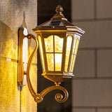 European-Style Solar Outdoor Lantern – Aluminum & Glass, Waterproof 1-Light Wall Sconce Lamp