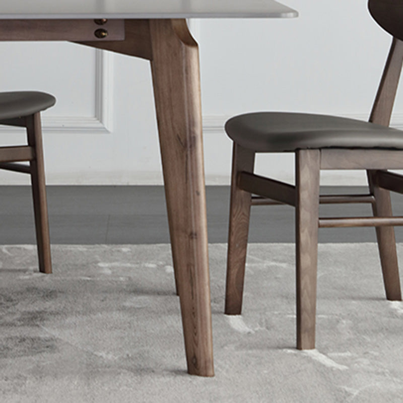 Nordic Contemporary Rectangular Ash Wood Slab Dining Table & Chairs Set - Seats 4-6